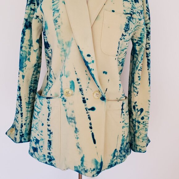 Escada 34 wool silk jacket coat blazer blue purple white ivory dyed small 4 6 8 - Picture 9 of 9